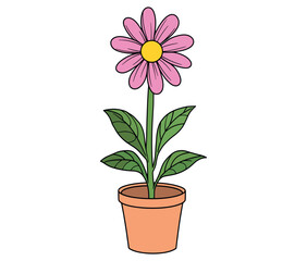 Flower in a pot cartoon flower illustration vector 