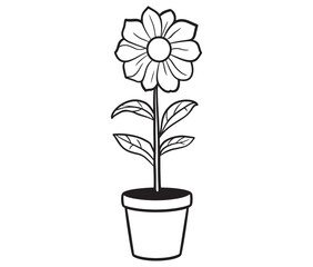 Flower in a pot cartoon flower illustration vector 