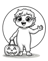 Halloween line art design for coloring page