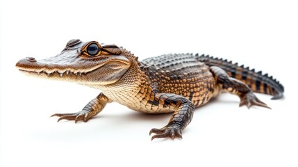 Fototapeta premium Young Alligator Reptile on White Background