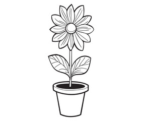 Flower in a pot cartoon flower illustration vector 