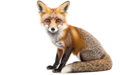 Obraz premium Red Fox Portrait Against White Background