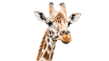 Fototapeta premium Giraffe Portrait on White Background