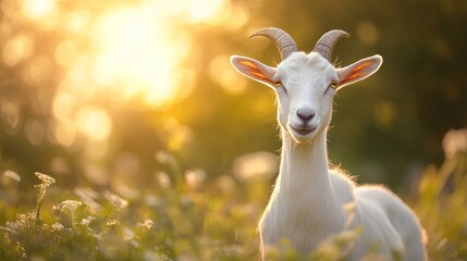 Obraz premium Portrait of a Goat in a Meadow
