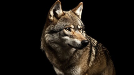 Fototapeta premium Wolf Portrait Against a Dark Background