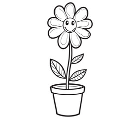 Flower in a pot cartoon flower illustration vector 