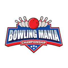 Bowling Mania Championship Logo Design.eps
