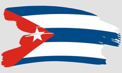 Cuba flag brush paint texture. Grunge Cuba flag. Cuban emblem brush concept
