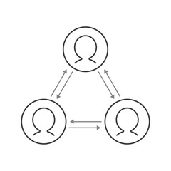 矢印で三角形に繋がっているプロフィールアイコン - 相関図や役割･三角関係のイメージ素材