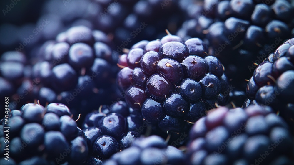 Sticker Close-up of Fresh Blackberries