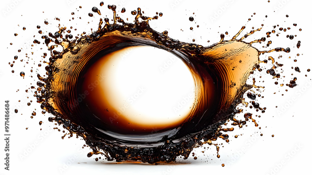 Poster A dynamic splash of dark liquid, showcasing fluid motion and texture.