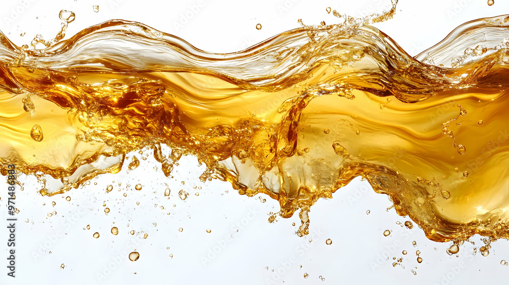 Aufkleber a dynamic splash of golden liquid creating waves and droplets.