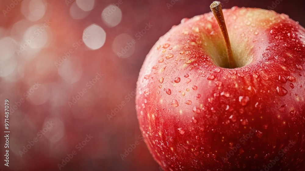 Canvas Prints A Close-up of a Fresh Red Apple with Water Drops