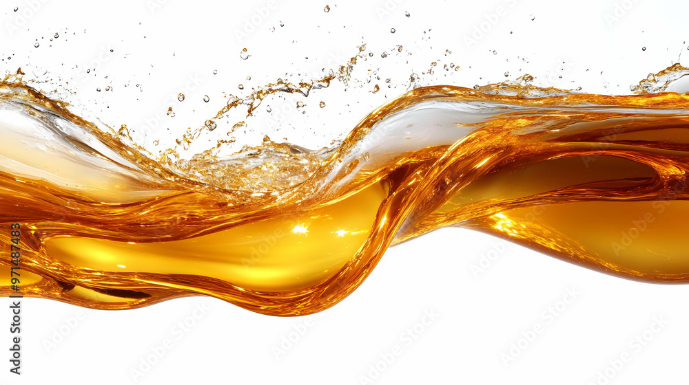 Poster a dynamic splash of golden liquid, showcasing fluid motion and texture.