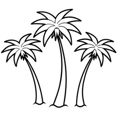 Obraz premium three palm trees outline coloring book page line art drawing