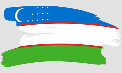 Uzbekistan flag brush paint texture. Grunge Uzbekistan flag. Uzbekistan emblem brush concept