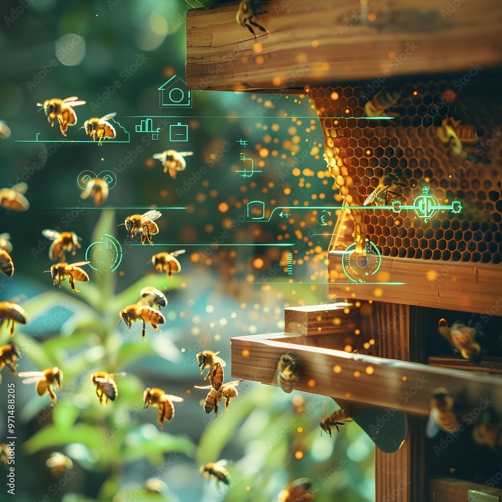 Aufkleber smart beehive monitoring system enhancing pollination and bee health in high tech apiary