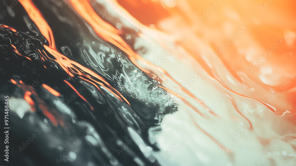 Poster abstract fluid art showcasing dynamic waves of color blending effortlessly, evoking emotions and ser