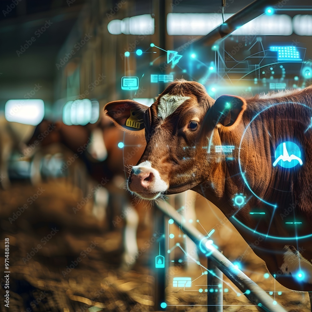 Poster smart automated farm with advanced monitoring systems for animal welfare