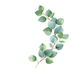 Obraz premium Watercolor vector wreath with green eucalyptus leaves and branches.