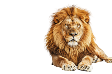 Realistic lion with intricate fur texture and an imposing presence isolated on transparent background