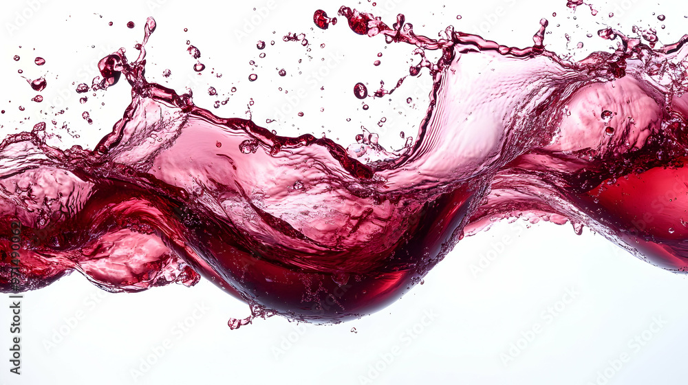 Poster a dynamic splash of red liquid, showcasing movement and fluidity.
