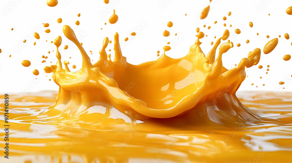 Poster a dynamic splash of yellow liquid showcasing motion and texture.