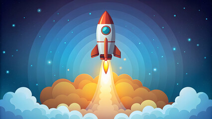 Rocket launching in space.