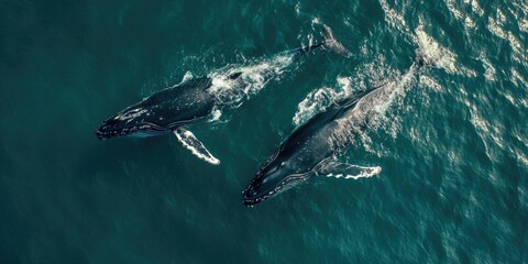 Obraz premium Humpback Whales Swimming