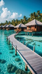 Fototapeta premium eco villas by the ocean, vertical orientation, phone background, ai generated, ai
