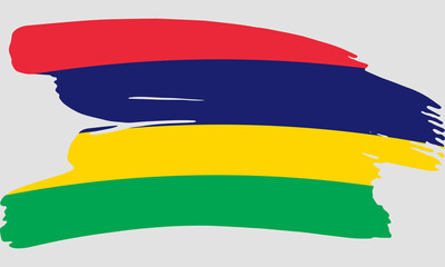 Mauritius flag brush paint texture. Grunge Mauritius flag. Mauritius emblem brush concept