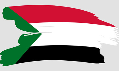 Sudan flag brush paint texture. Grunge Sudan flag. Sudan emblem brush concept