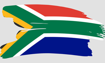 South Africa flag brush paint texture. Grunge South Africa flag. Africa emblem brush concept