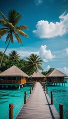 eco villas by the ocean, vertical orientation, phone background, ai generated, ai