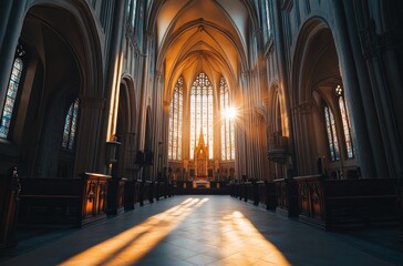 Fototapeta premium Sunlight Streaming Through a Cathedral