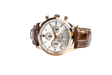 Glamorous luxury wristwatch with an elegant band and vibrant watch face isolated on transparent background