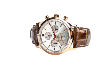 Glamorous luxury wristwatch with an elegant band and vibrant watch face isolated on transparent background