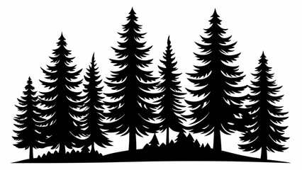 pine tree forest silhouette, Fir trees silhouette. vector illustration