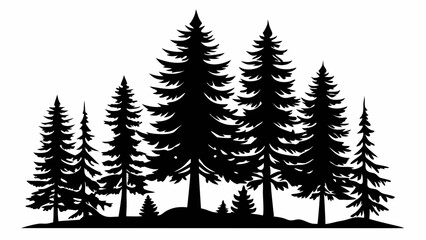 Fototapeta premium pine tree forest silhouette, Fir trees silhouette. vector illustration