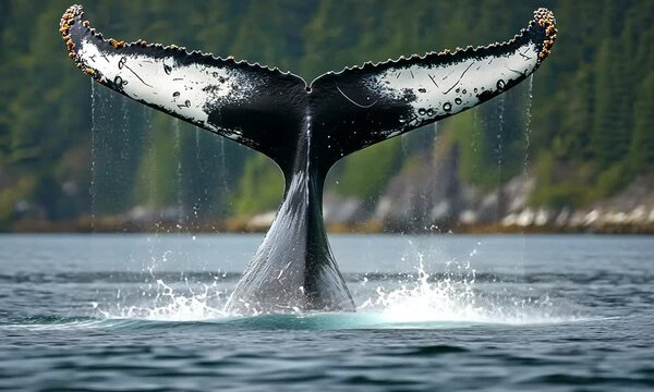 whale jumping in the air, patagonia, argentina