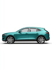 Fototapeta premium Green Car on White Background