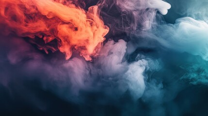 Fototapeta premium Abstract Smoke Swirls in Orange, White, and Blue Hues