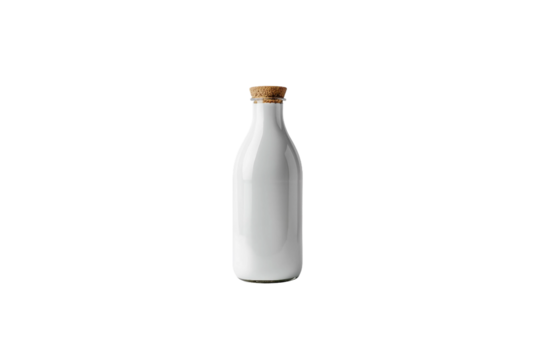 Modern milk bottle with a sleek shape and secure screw cap isolated on transparent background