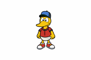 Hip-Hop Duck Cartoon on White Background  Vector Illustration, Logo Icon, SVG, Cut Files for Cricut & Silhouette