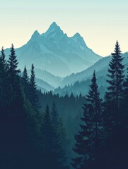 Fototapeta premium Mountain landscape with trees