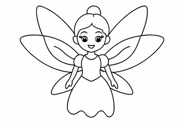 Fairytale Fairy Coloring Page  Vector Illustration, Logo Icon, SVG Design, Cut Files for Cricut & Silhouette