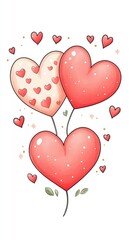 Colorful heart balloons perfect for romantic occasions, celebrations, or expressing love. Ideal for invitations and decorations.