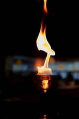 A captivating photograph of a martini glass filled with alcohol, topped with dancing flames, set...