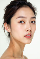 Obraz premium Beautiful Asian woman healthy skin care female clean beauty portrait model face natural makeup cosmetic glamour lady beautiful girl wellness spa asian lady perfect flawless skin isolated background