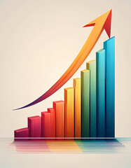 Business Growth Chart with Upward Arrow